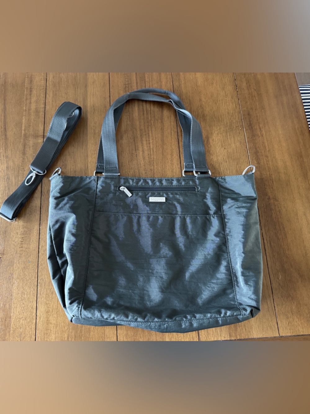 Baggallini Gray Nylon Tote with Detachable Strap